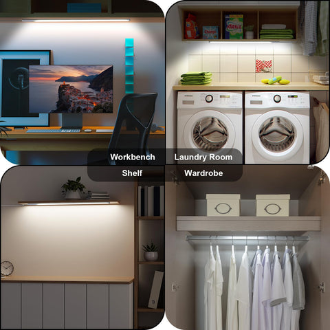 Ultra-thin JUSJUBR light bar remains discreet beneath cabinets.