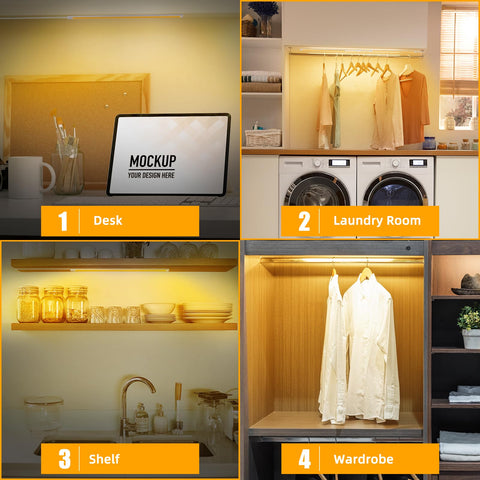 JUSJUBR pantry and shelf lighting brightens kitchens, closets, and display areas.