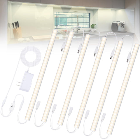 JUSJUBR plug-in under cabinet lights six bars illuminate a kitchen counter