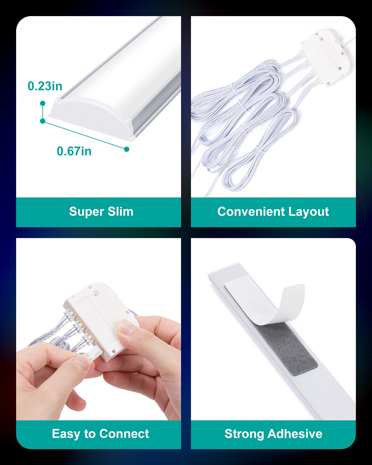 Ultra-thin JUSJUBR RGB bars install with strong adhesive for drill-free setup.