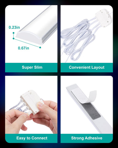 Ultra-thin JUSJUBR RGB bars install with strong adhesive for drill-free setup.