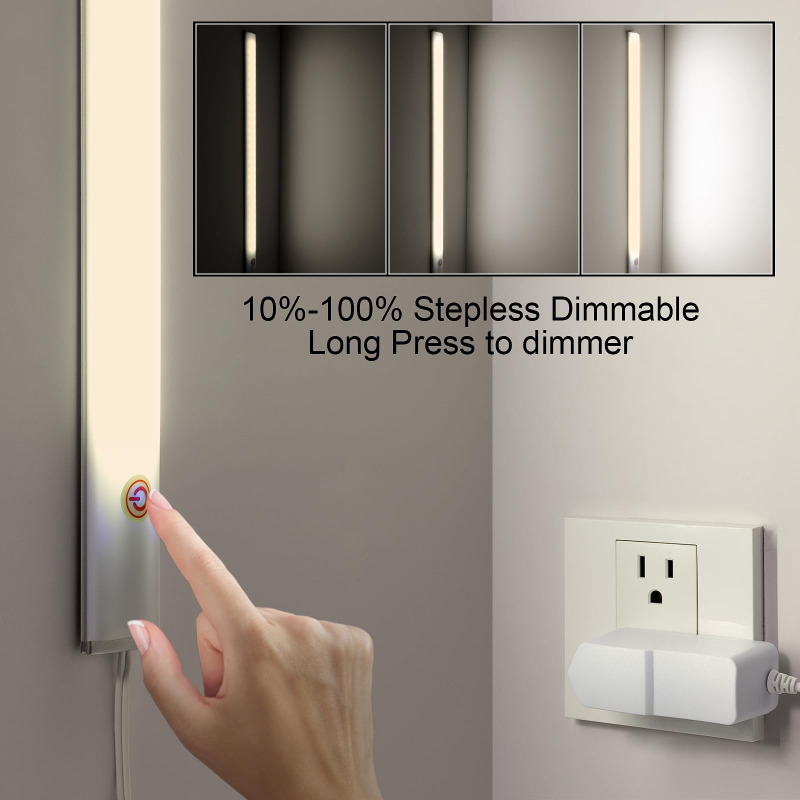JUSJUBR ultra-thin light bar hides under cabinets for seamless lighting.