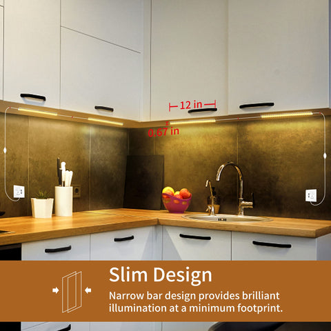 Slim JUSJUBR light bars with easy installation under cabinets