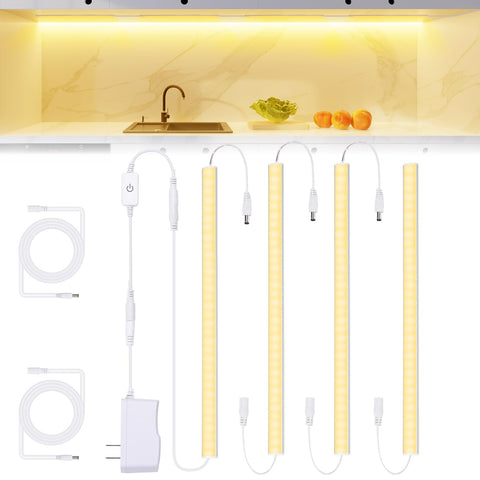 JUSJUBR under-cabinet lights show a daisy-chain setup for flexible placement and coverage.