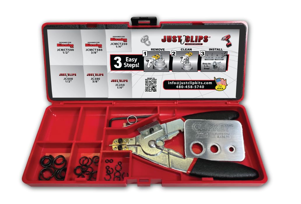 Just Clips snap ring pliers with universal tips for quarter to one inch rings