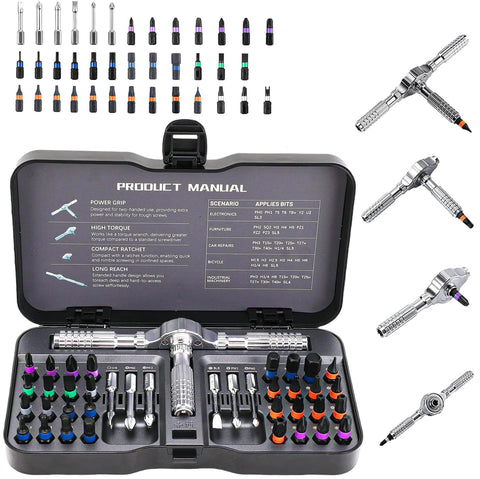 JUSTHERE 42-in-1 magnetic screwdriver set handle offers a secure grip for precise repairs.