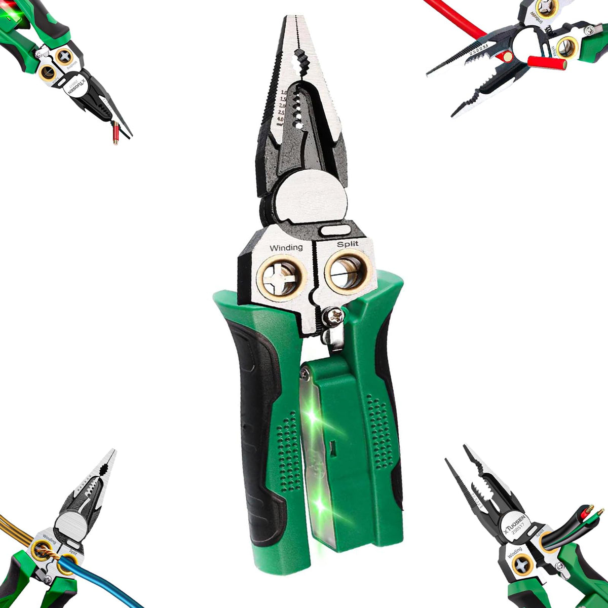 JustHere 8-in-1 wire stripper with voltage detector shown for safer wiring tasks
