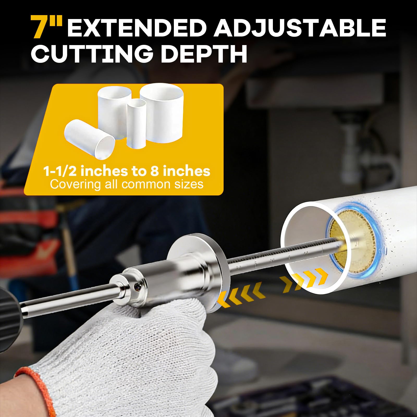 JUSTHERE inside-pvc-pipe-cutter-hex-shank fits most drills for quick setup