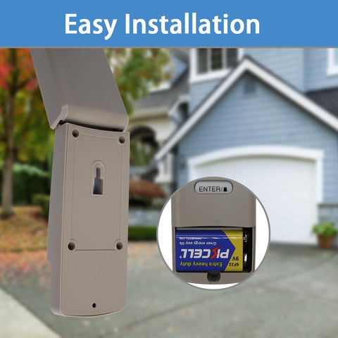 Wireless, battery-powered JUSTHILLUP keypad enables keyless entry without remotes.