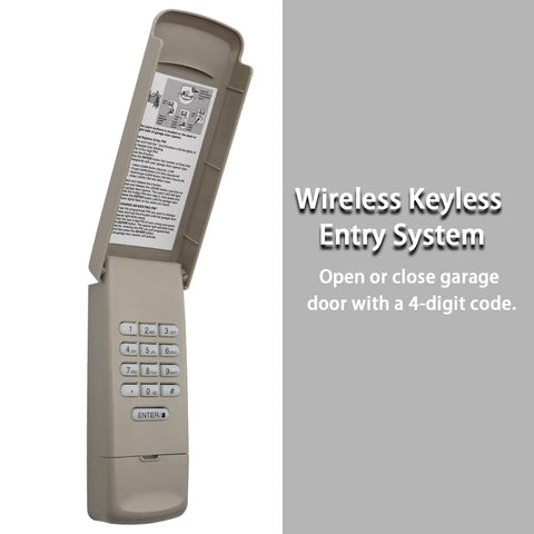 JUSTHILLUP keypad mounted beside door showing multi-opener compatibility.