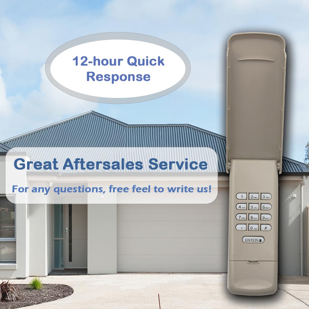 Compact installation view of JUSTHILLUP keypad controlling up to three openers.