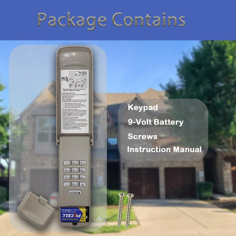 Security+ 2.0 rolling code on JUSTHILLUP keypad for secure operation.