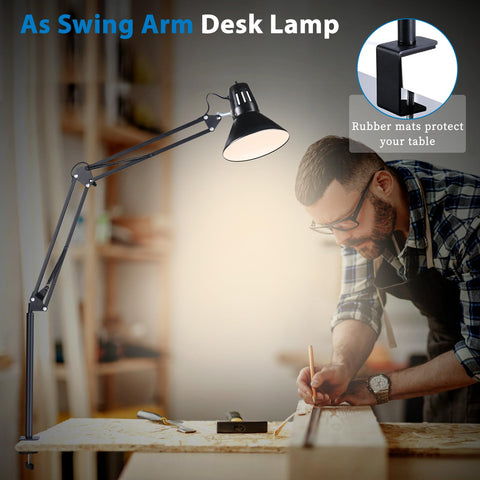 Juttilax clip-on lamp with rubber pad protects desk surfaces