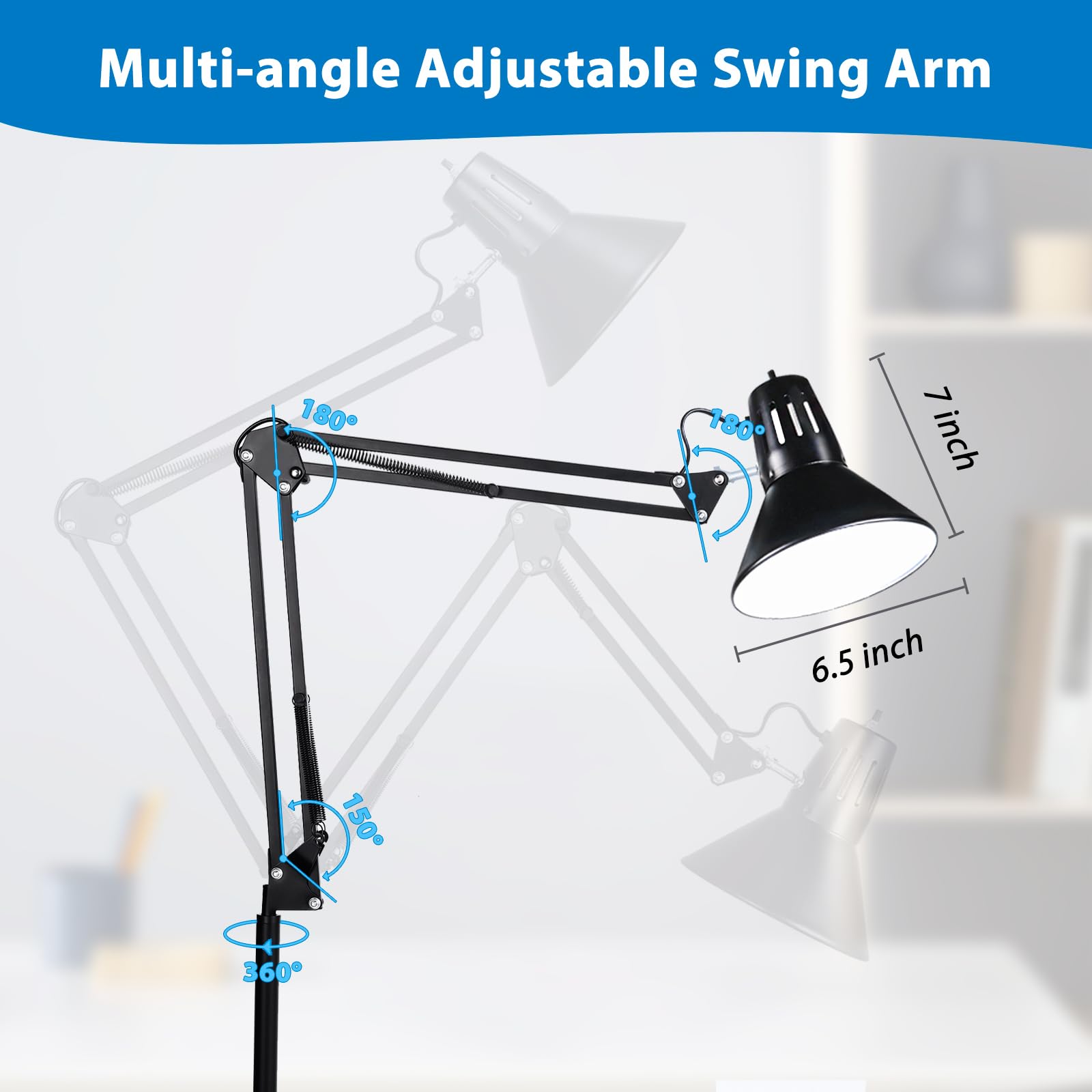 Juttilax metal tall desk lamp with clip-on attachment for secure mounting