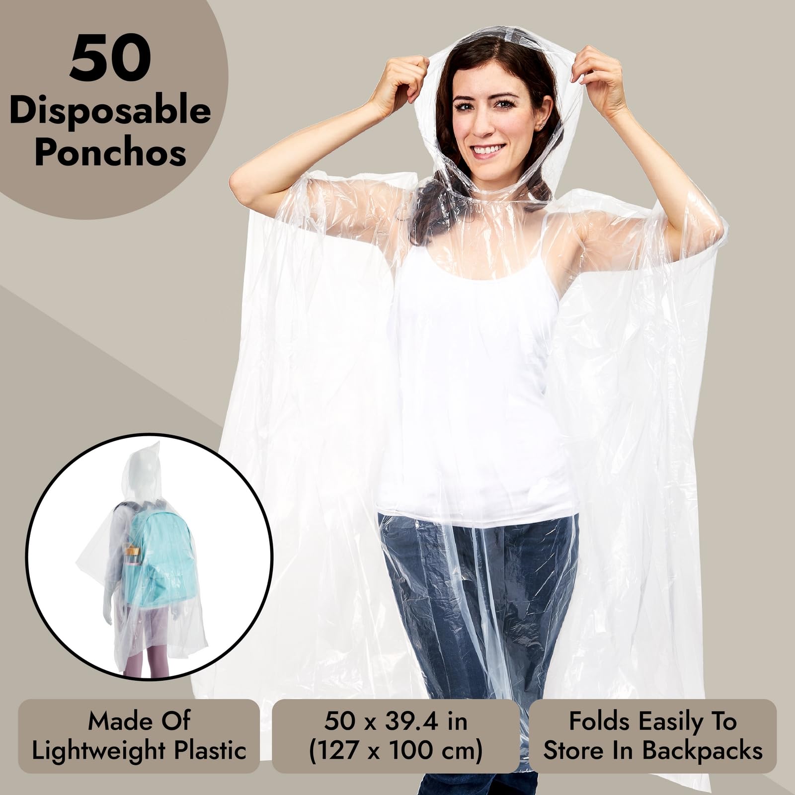 Juvale blue poncho offers reliable coverage for outings.