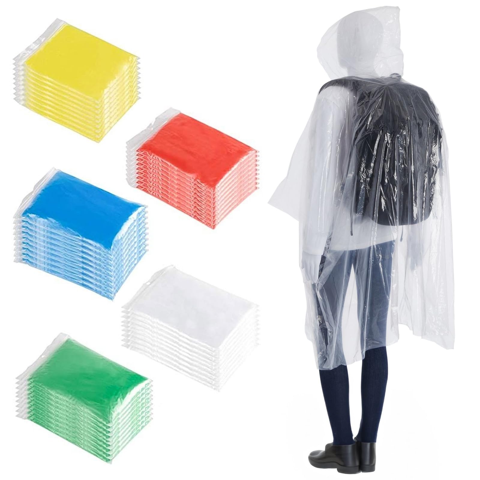 Juvale poncho-on-person keeps you dry during sudden showers.