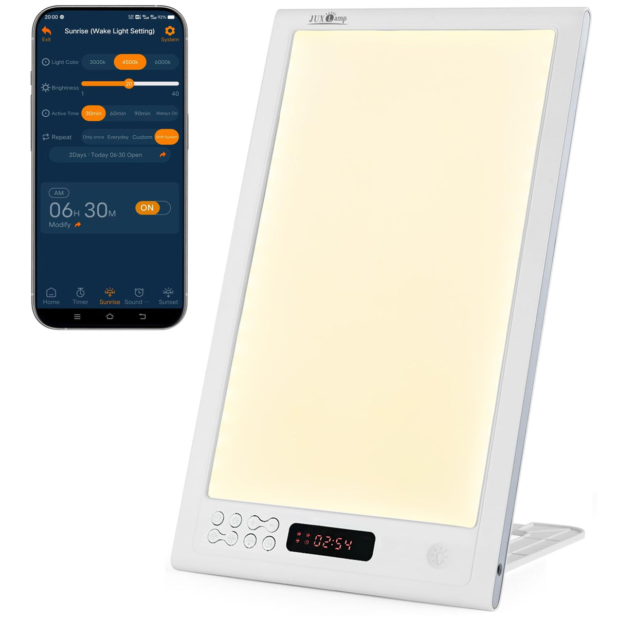 JUXLamp bright-light-therapy-lamp demonstrates 12 000 lux for daylight like wakefulness