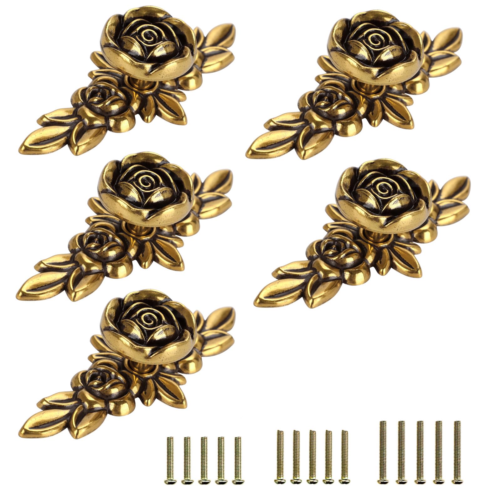 JUXYES euro rose knob with plate adds vintage charm to cabinets and easy installation.