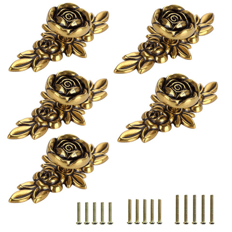 JUXYES euro rose knob with plate adds vintage charm to cabinets and easy installation.