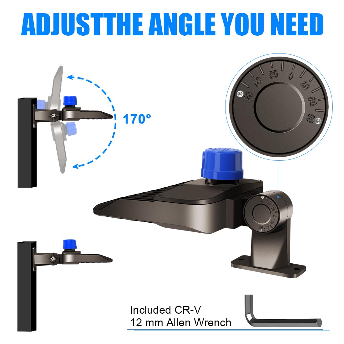 Juyace outdoor barn light with adjustable arm for flexible mounting
