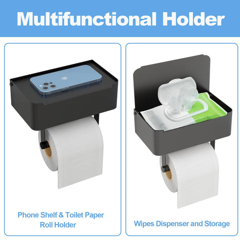 JUYSON matte black finish with shelf storage for easy wipes access
