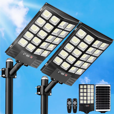 JWT 2-pack 16-inch solar street light outdoor wide coverage for parking lots.