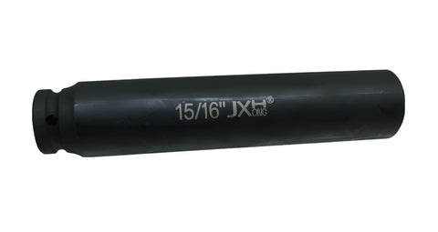 JXHONG heavy-duty 1/2 drive socket with 15/16 hex and long reach for truck cage bolts.