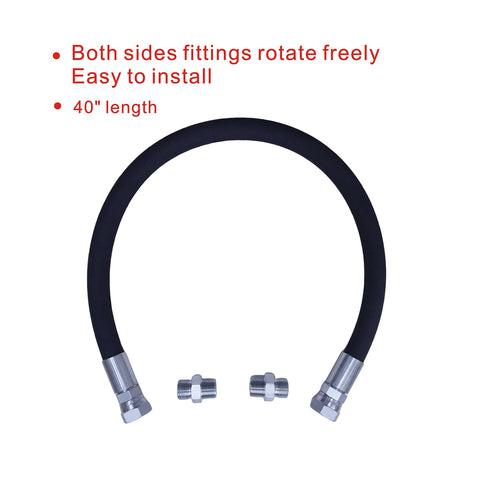 JXHONG jumper hose shows free-rotating 3/4 NPT fittings for easy setup.