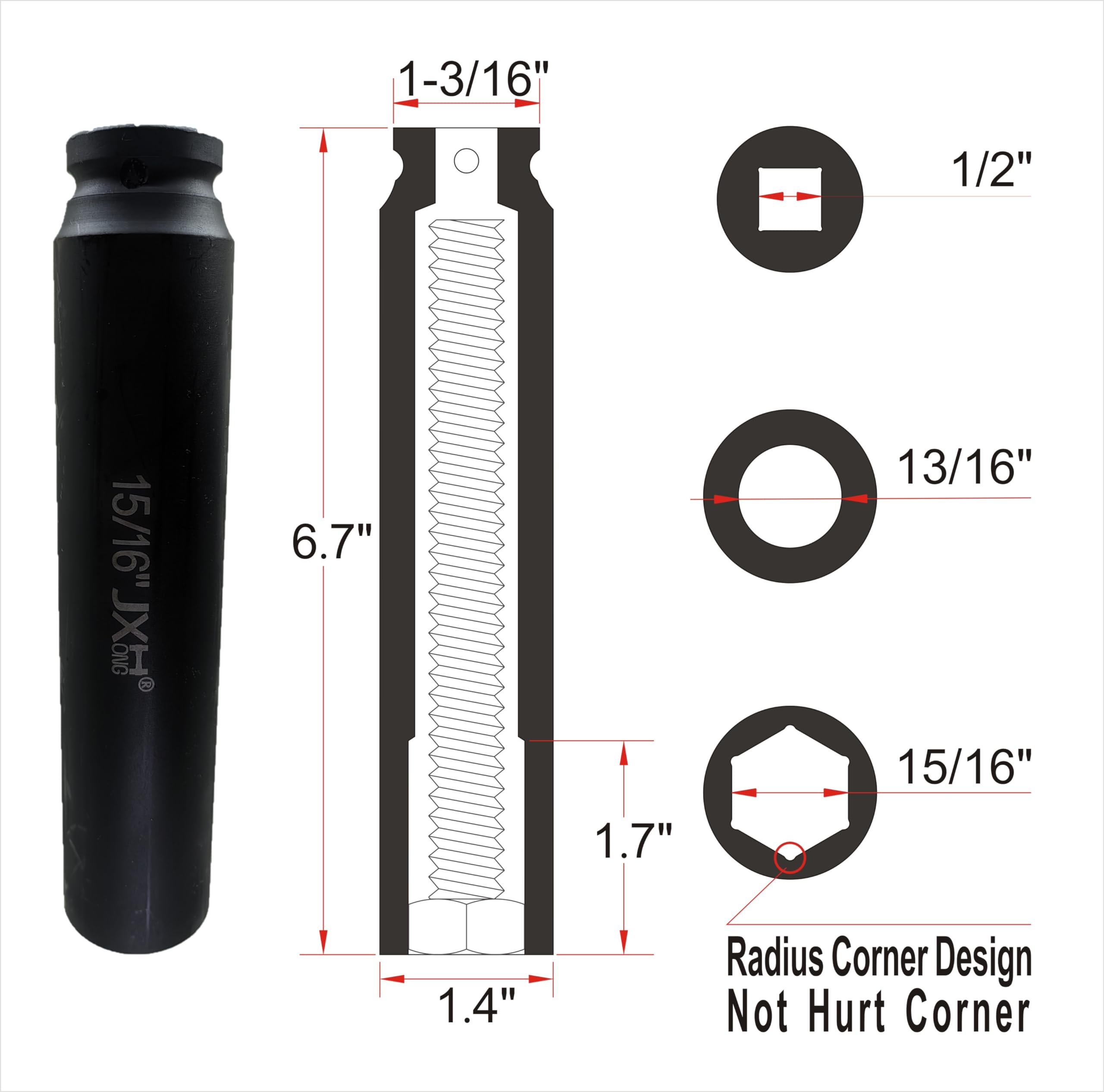 JXHONG one-piece forged Not-Welded Cr-Mo alloy steel socket for durability.