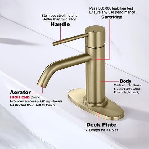 JXMMP brushed-gold faucet in-sink installation illustrates complete package readiness