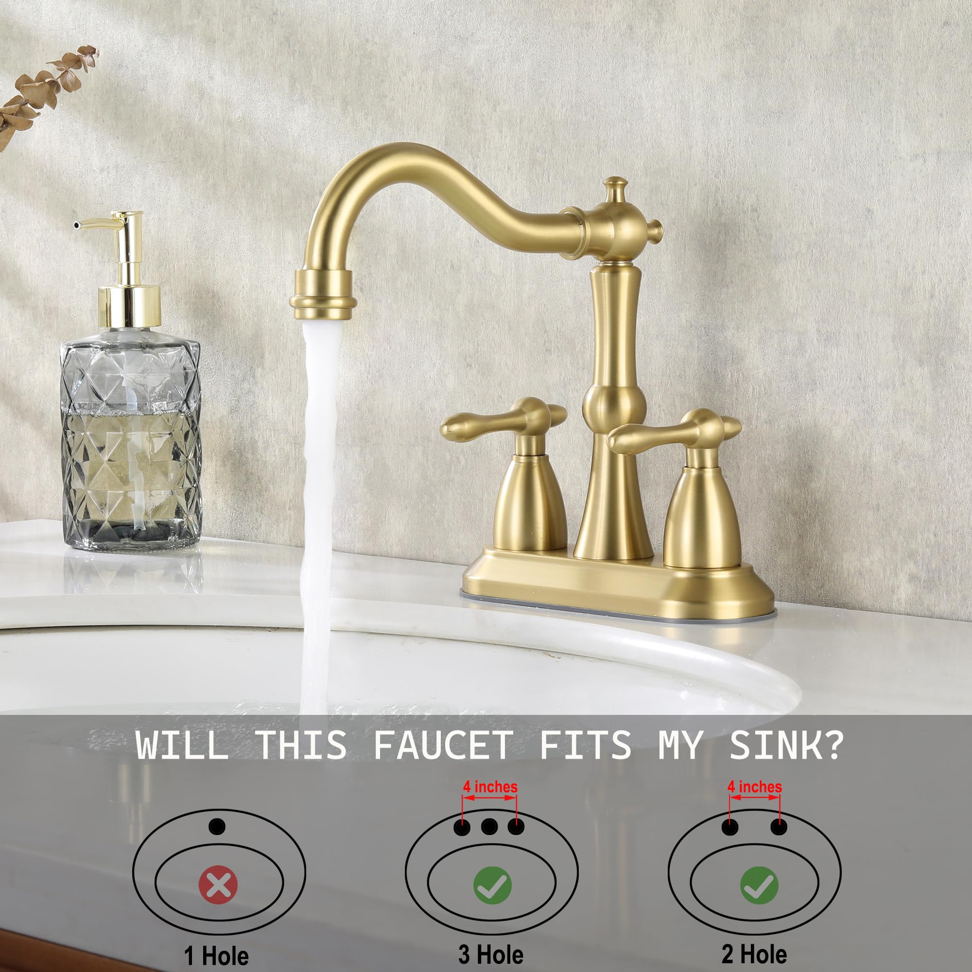 JXMMP brushed gold faucet handle detail showing two-handle control