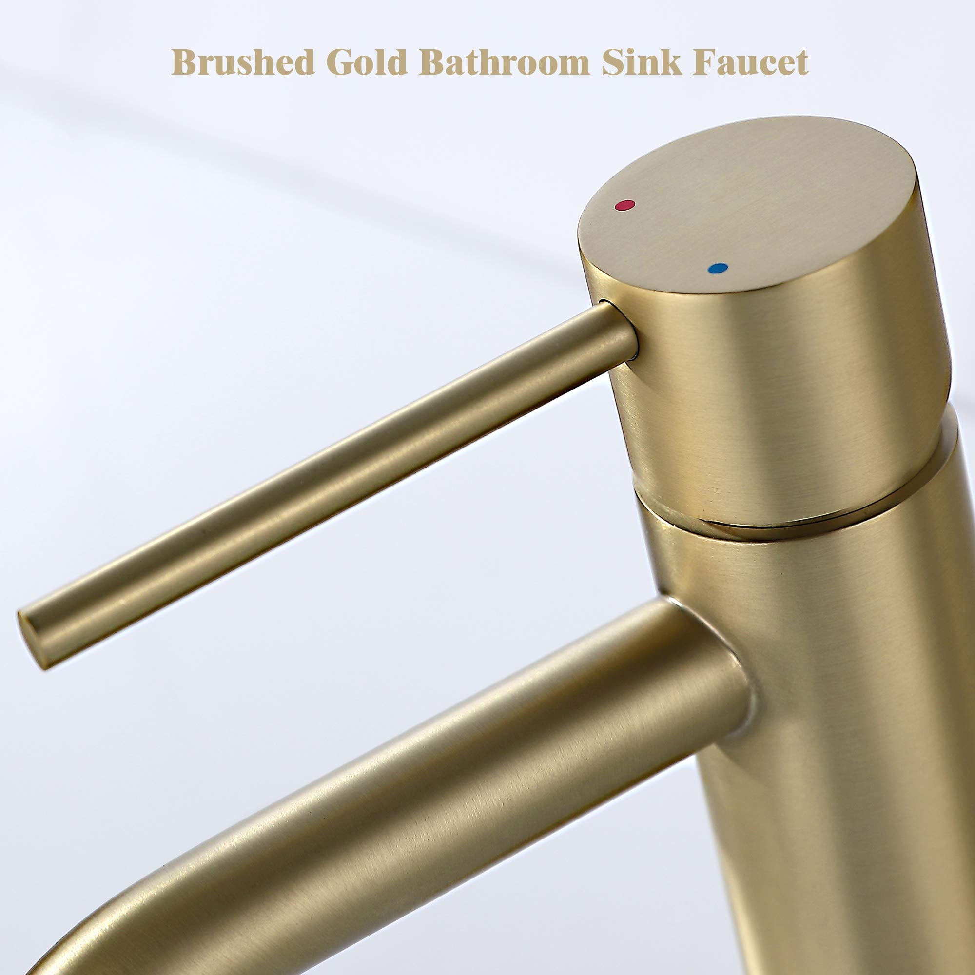 JXMMP brushed gold sink faucet pop-up drain assembly simplifies plumbing