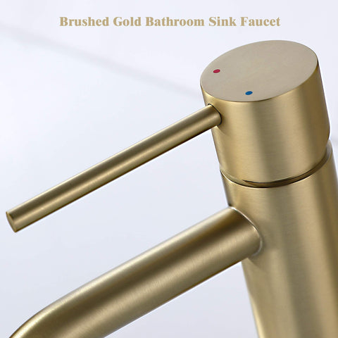 JXMMP brushed gold sink faucet pop-up drain assembly simplifies plumbing