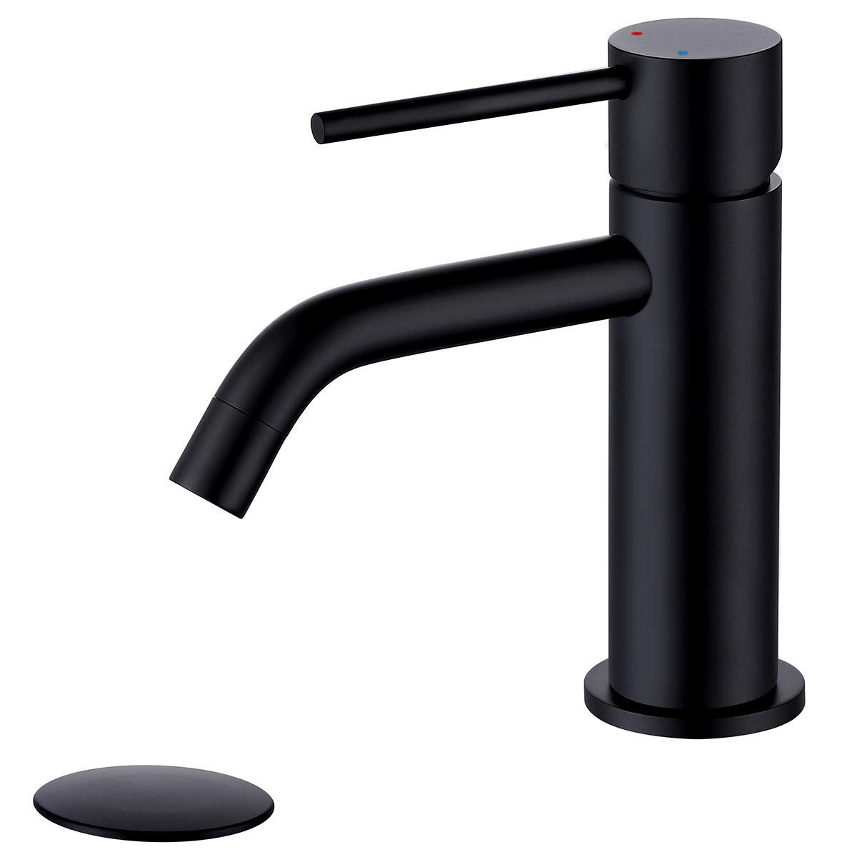JXMMP single-hole matte-black faucet front view for a sleek upgrade