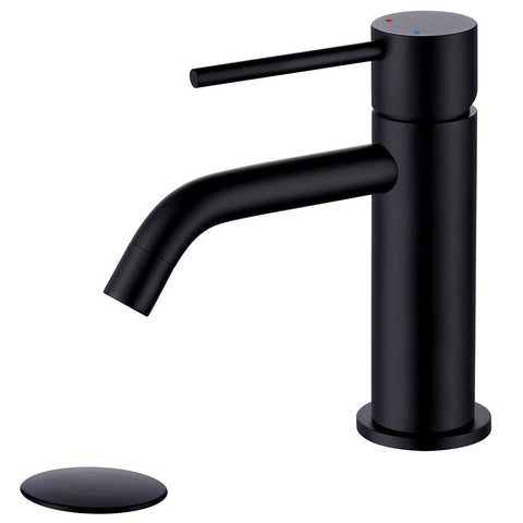 JXMMP single-hole matte-black faucet front view for a sleek upgrade