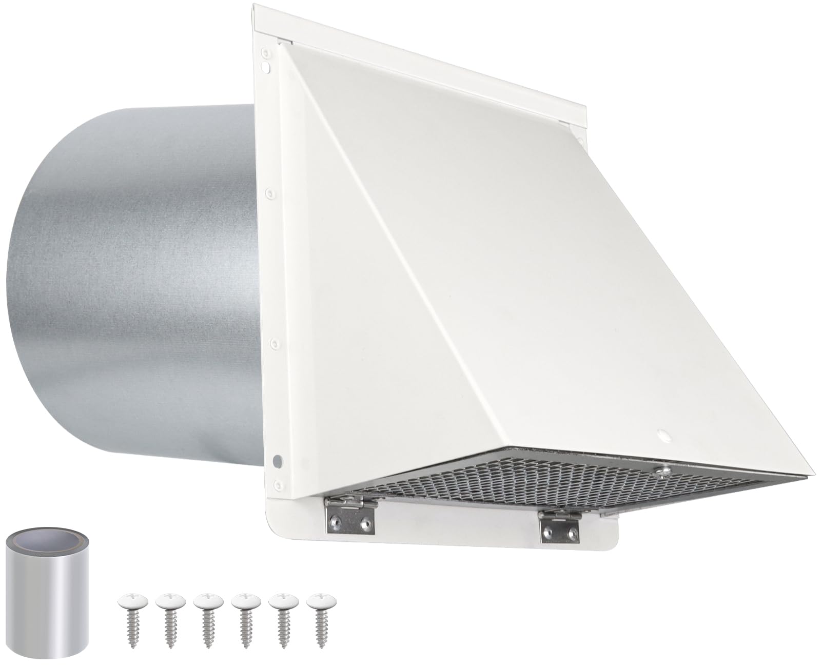JYINCPED 6 inch hooded wall vent cover front view for weatherproof outdoor exhaust.