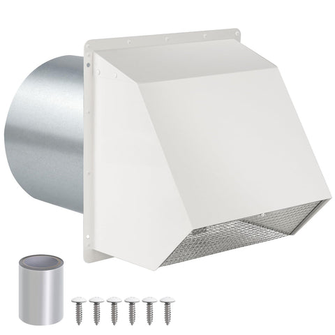 JYINCPED 6 inch hooded wall vent exterior view showing durable galvanized steel construction