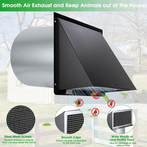JYINCPED exterior dryer vent cap in galvanized steel resists rust.