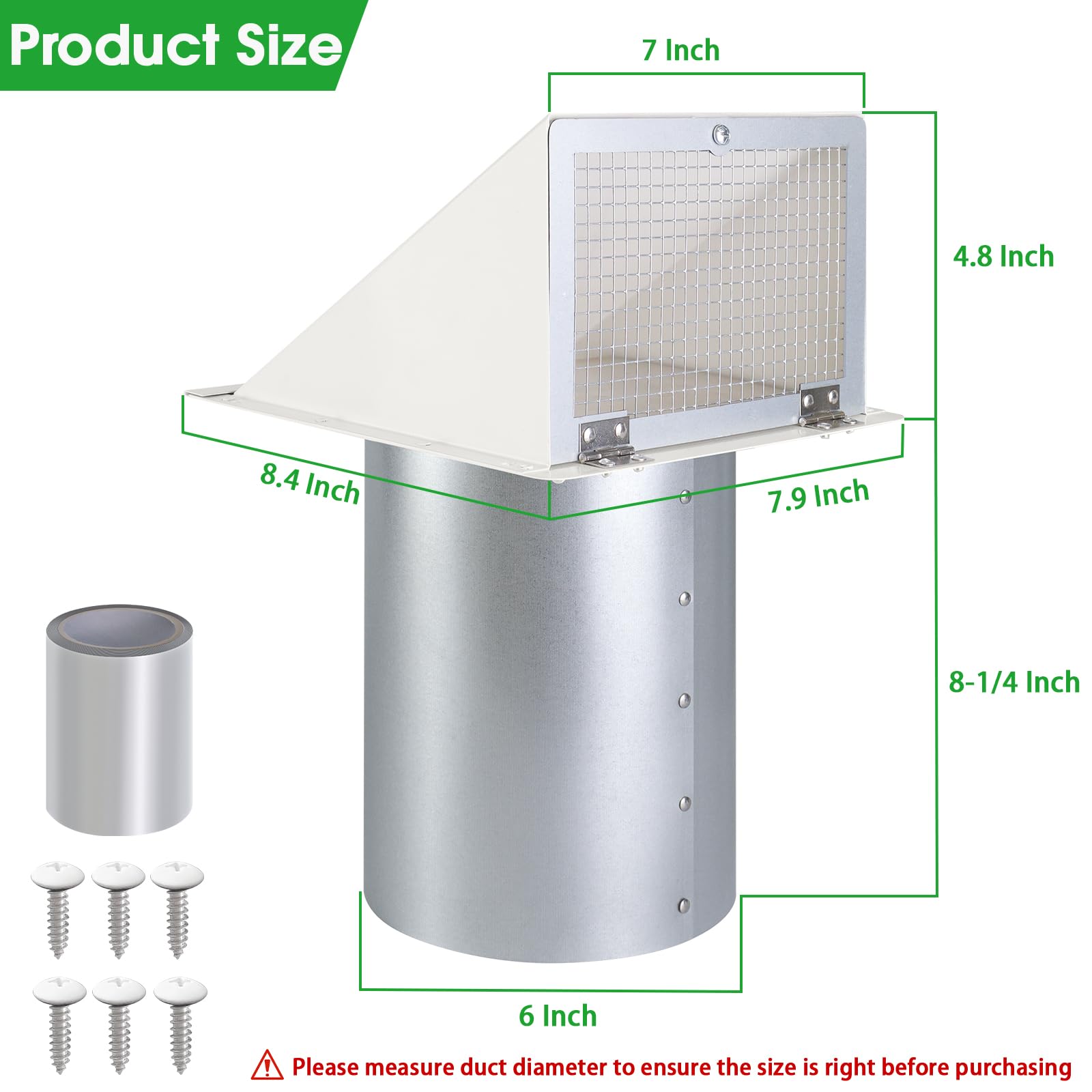 JYINCPED exterior vent cover with damper close-up showing backdraft prevention.