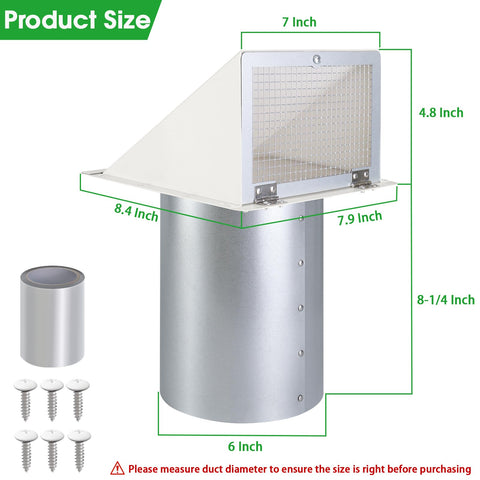 JYINCPED exterior vent cover with damper close-up showing backdraft prevention.