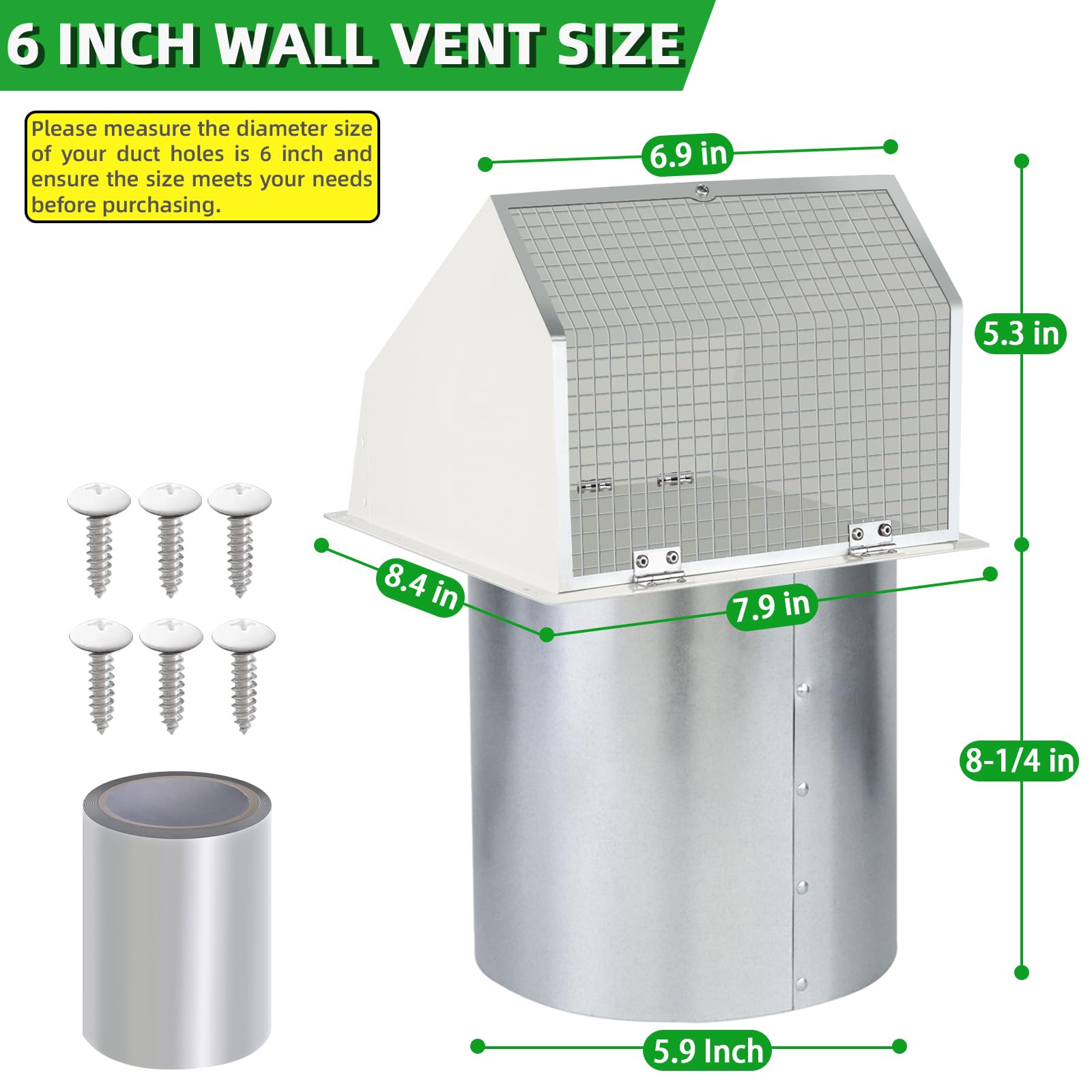 JYINCPED hooded vent damper close up highlighting spring loaded backdraft mechanism
