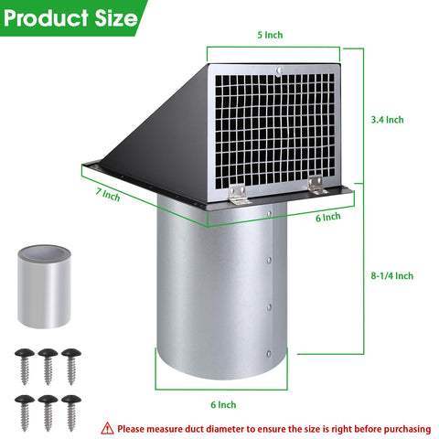 JYINCPED hooded wall vent with damper and screen for controlled airflow.