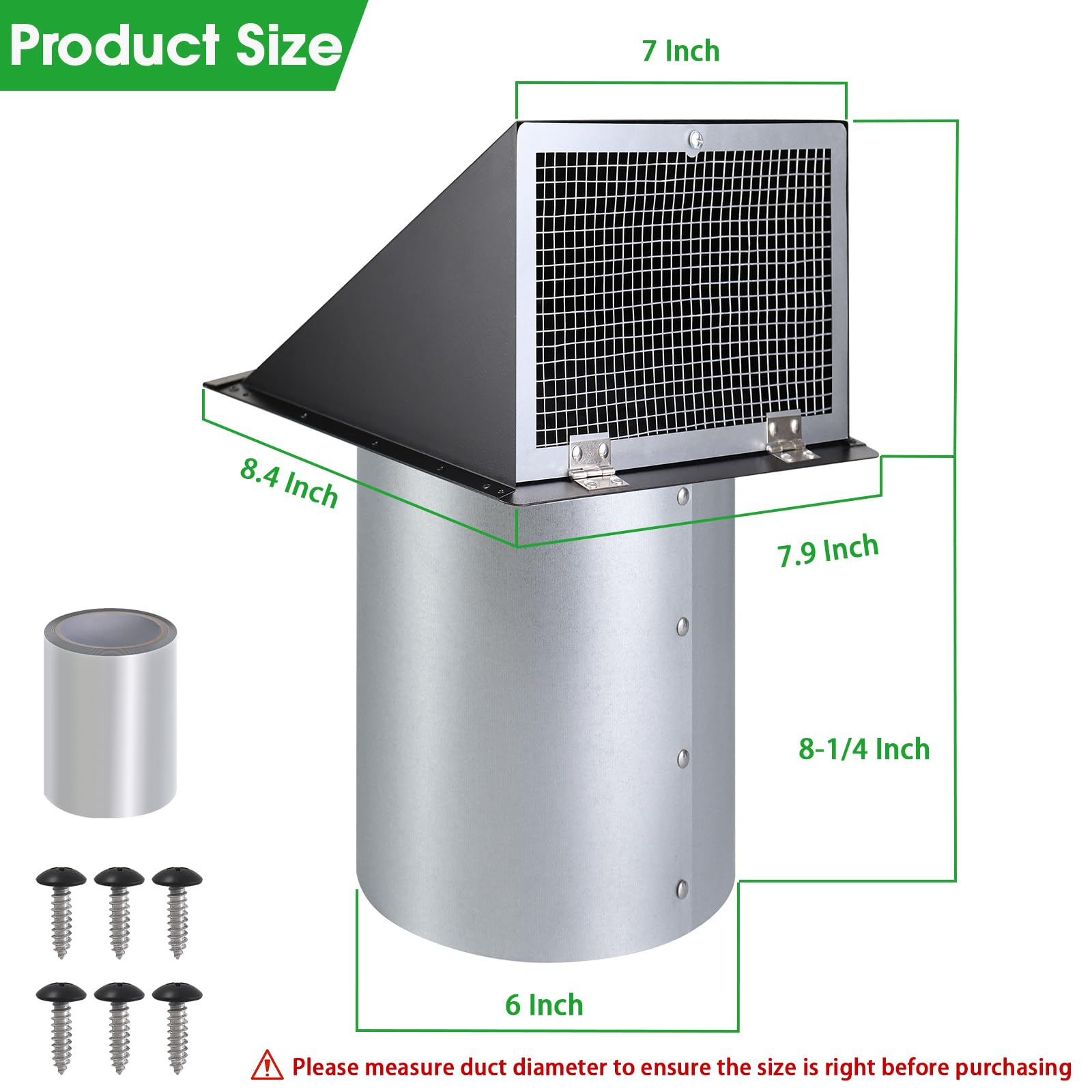 JYINCPED wall vent cover with damper and screen blocks debris.