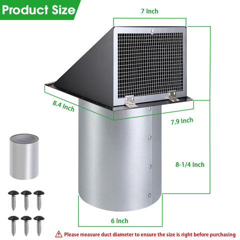 JYINCPED wall vent cover with damper and screen blocks debris.