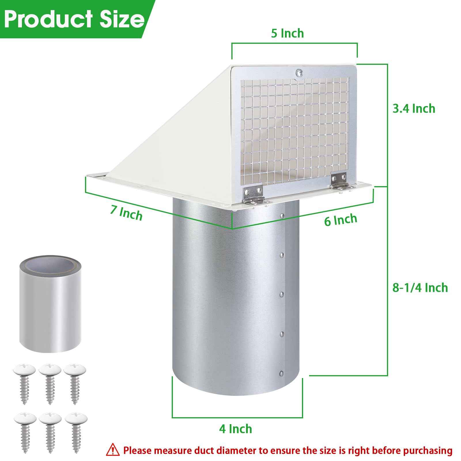 JYINCPED exterior wall vent cover with screen and damper for weather protection.