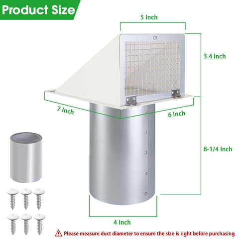 JYINCPED exterior wall vent cover with screen and damper for weather protection.