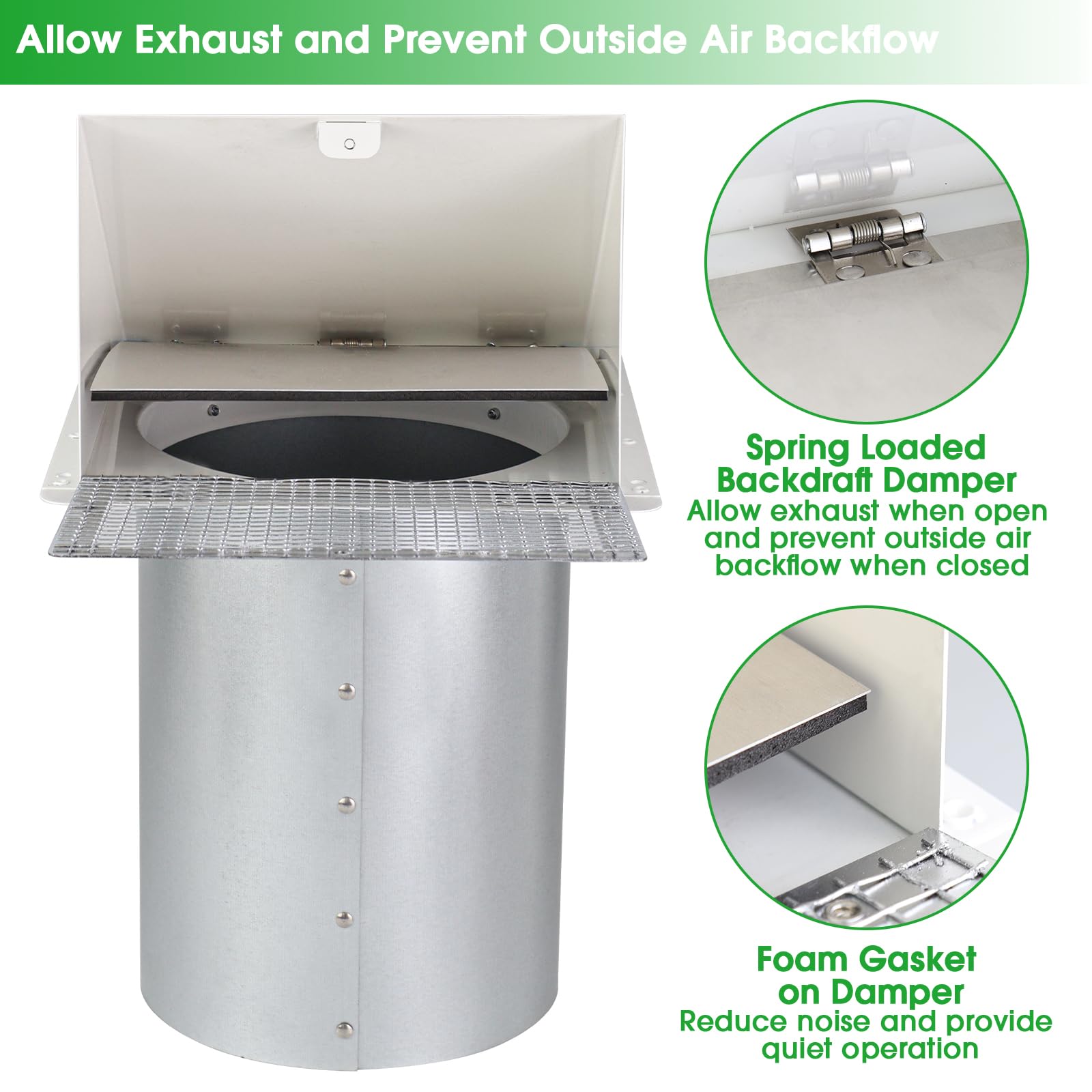JYINCPED galvanized steel dryer exhaust cover resists rust in harsh climates.