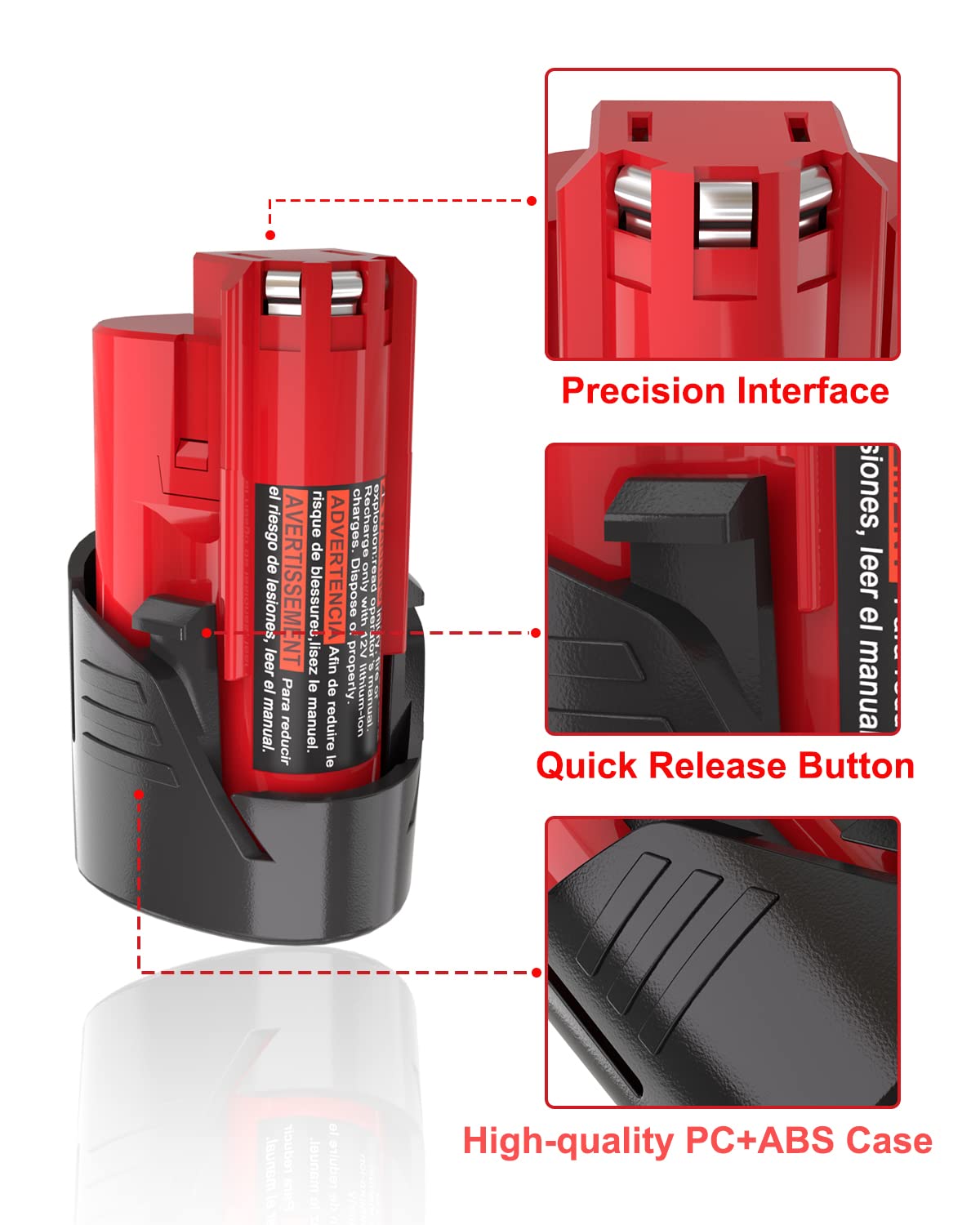 JYJZPB Milwaukee M12 battery pack label emphasizes safety and compatibility.
