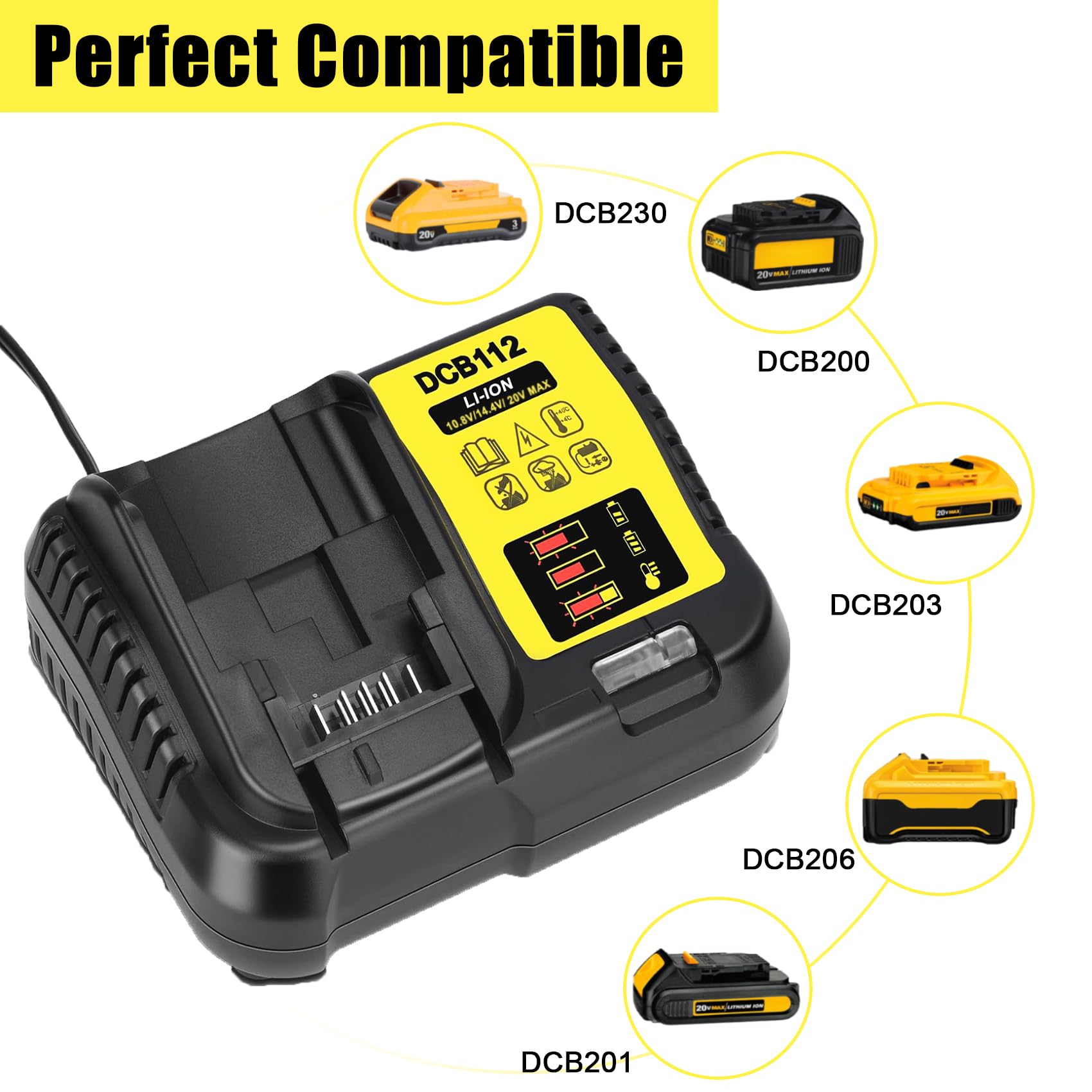 JYJZPB DCB112 charger supports 12V-60V MAX batteries for versatility