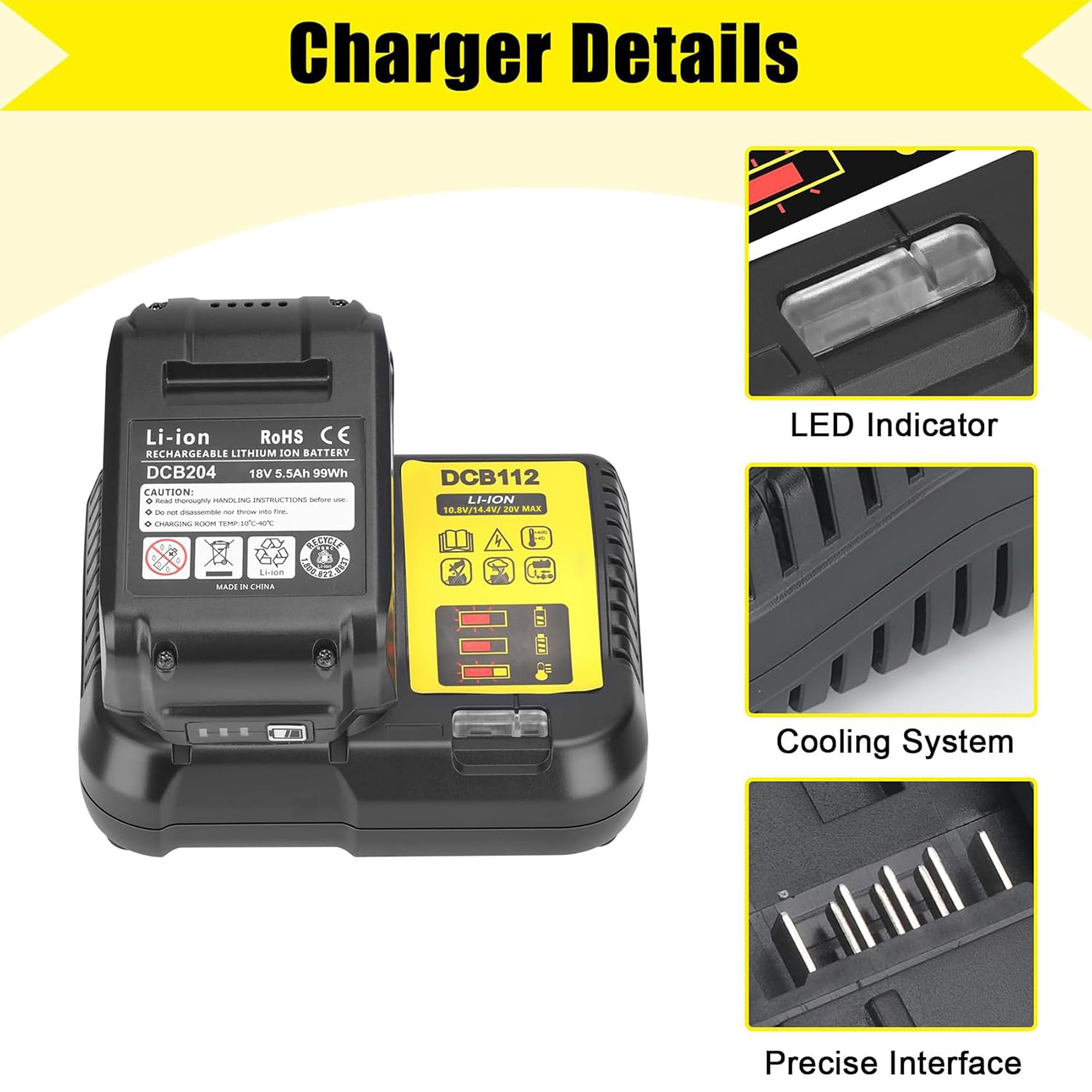 JYJZPB DCB112 rapid-charge capability for 1.5Ah to 5Ah packs
